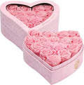 16 Forever Flowers in Heart Shaped Box - Preserved Roses Romantic Gifts for Her, Valentine’s Day, Anniversary, Wedding (Pink)