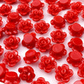 200pcs Acrylic Rose Flower Beads Candy Color Flat Back Spacer Beads Loose Pastel Colorful Decor for DIY Crafts Jewelry Making Bracelet Necklace Earrings(Red)