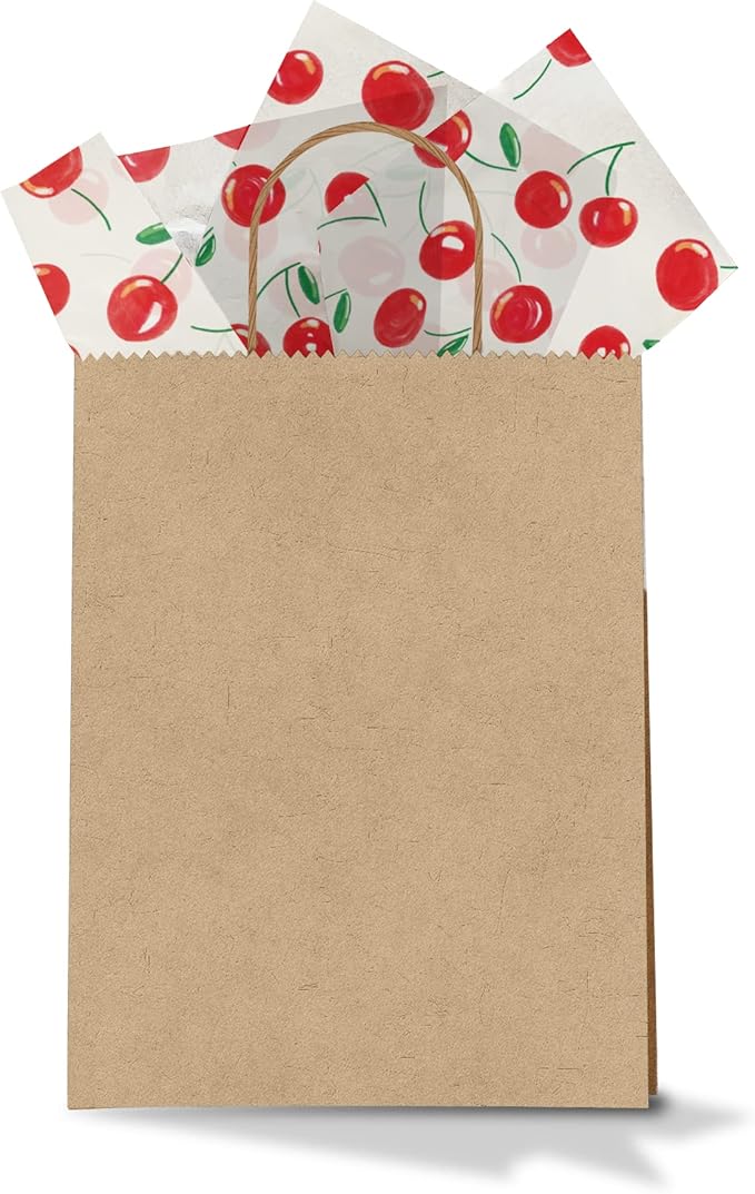 Pro Supply Global - Bulk Elegant Spring Cherries Tissue Paper Wrapping Gift Bag Crafts DIY Project Party Decorations Packaging - Creative Uses for Wedding Birthday & Holiday Events - 24 Sheets 20"x30"
