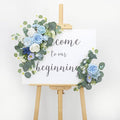 2pcs Wedding Arch Flowers,Wedding Artificial Sign Flower,Welcome Easel Door Decor Wall swags for Reception Backdrop Table Decorations Welcome Sign (Baby Blue)