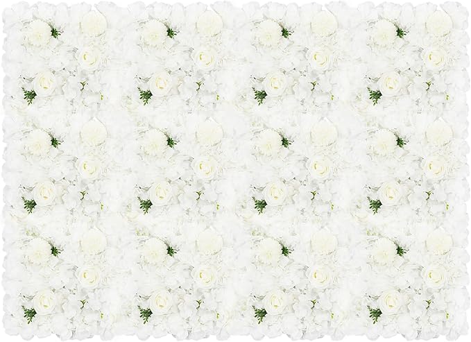 12PC Artificial Flower Wall Panel Wedding Backdrop, Silk Rose Flowers Wall Backdrops Floral Panels, Flower Wall Set Rose Mat for Party Wedding Background Decor