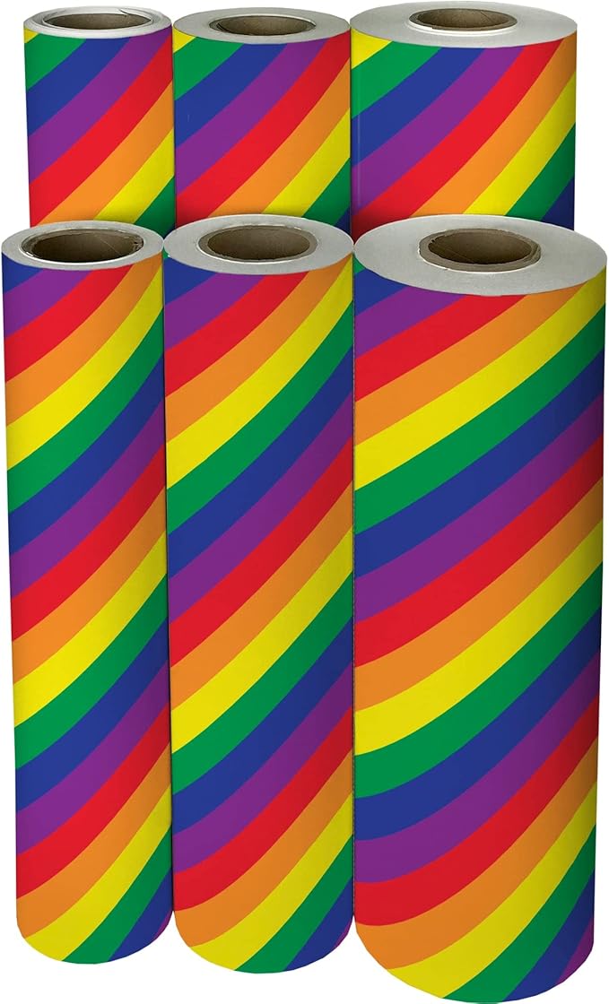 Jillson Roberts Bulk Gift Wrap, Everyday Gift Wrapping Supplies, Rainbow Stripe, Full Ream 833 feet x 30 inches