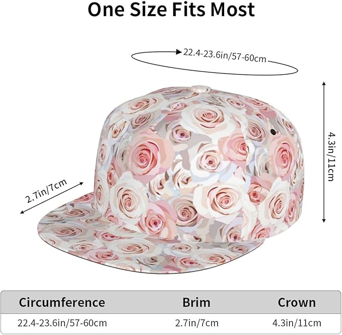 Rose Baseball Cap Adjustable Flower Baseball Caps Womens Hat Rose Flower Baseball Hats for Women Outdoor