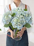 Light Blue Hydrangea Artificial Flowers,4Pcs 20" Real Touch Lifelike Silk Artificial Hydrangeas, Full Fake Flowers for Bouquet Table Centerpieces Spring Wedding Indoor Home