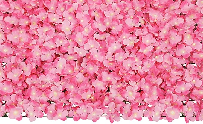 Flower Wall Panel Set, Artificial Wall Flower Backdrop,Artificial Flower Wall Mat Silk Rose Flower Panels,Hydrangea Rose Floral Panel for Party Wedding (20PCS Pink), LZ-290906