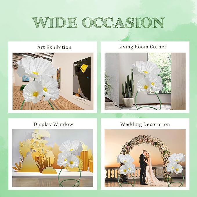 Giant Flowers for Home Decoration - 3 Pack Large Flower Panels for Backdrop Artificial Flowers Wall Table Decor, Flower Birthday Party Decorations for Wedding/Nursery Wall/Baby Bridal Shower (White)