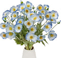 12PCS Poppy Flowers Artificial 23" Real Touch Stems Faux Poppies Silk Flowers for Home Decor Indoor (Blue)