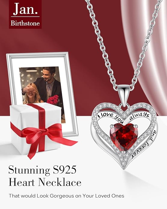 S925 Sterling Silver Necklace for Women, Wife Jewelry Rose Gold, Mom Birthday Valentines Mothers Day Gifts, Girlfriend Necklaces, Daughter Heart Jewel, Anniversary for Her