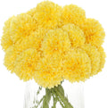Kimura's Cabin 20Pcs Artificial Mums Flowers Fake Silk Chrysanthemum Balls Flower for Home Decor Easter Table Fall Bouquets Wedding Party DIY Decorations (Yellow)