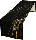 Black Grey Marble Table Runner Abstract Gold Black Grey Marble Pattern Seasonal Dinner Runner Table Decoration for Farmhouse Home Kitchen Dining Holiday Party 13x36in