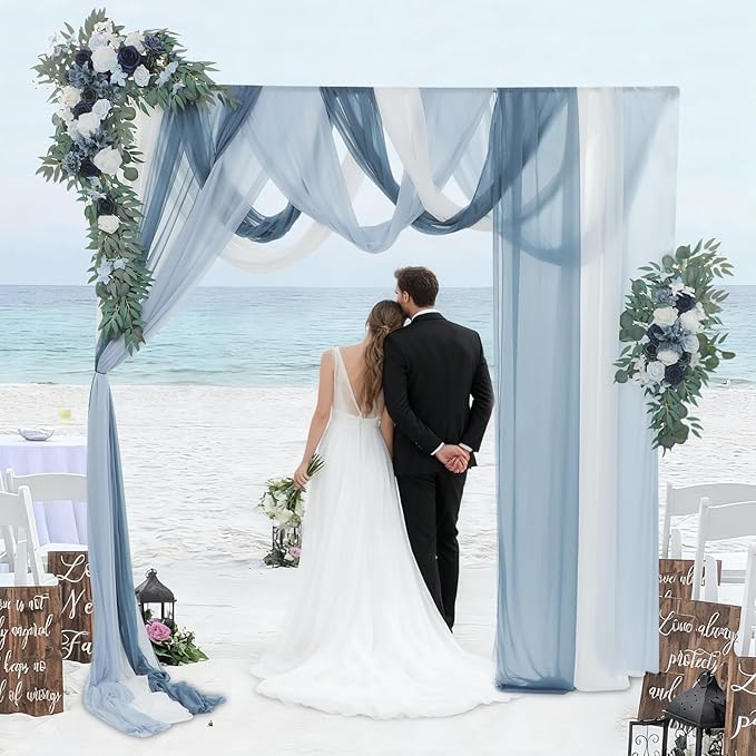 Artificial Wedding Arch Flowers Kit (Pack of 5),2pcs Artificial Hanging Flower Arch Decor,for Wedding Ceremony Arbor Reception Backdrop Rose Floral Party Outdoor Decoration Blue