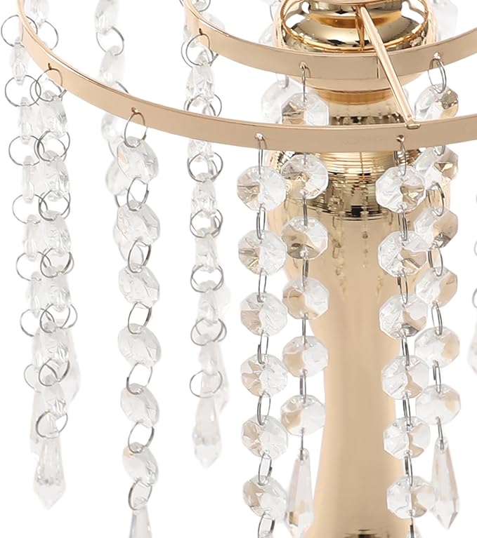 Flower Stand Vase, 10 Pcs Glam Crystal Wedding Reception Decorations with Sparkling Beads Table Center Display Flower Arrangement Flower Stand Metal Vase for Event Party Decor (Gold, H:10.23in)
