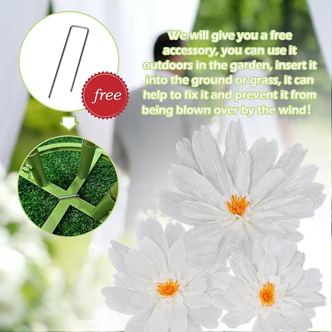 Giant Artificial Daisy Flowers for Decoration - Big Artificial Fake Daisy Large Crepe Paper Flowers for Home Decor Garden Hotel Office Photography Props Wedding Art Gallery Shop Window Display(White)