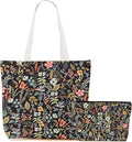 Aesthetic Floral Tote Bag Makeup Bag Flower Decor Gifts for Girls Christmas Shopping Grocery Bags Cosmetic Bags