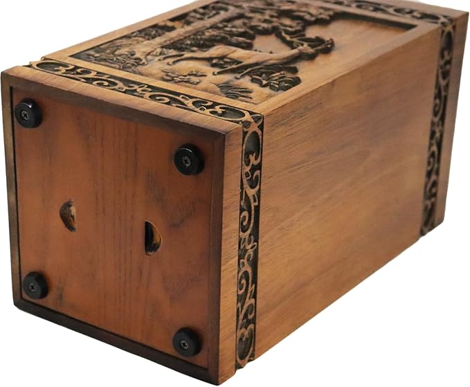 Wooden Cremation Urn for Human Wood Ashes Decorative Box Funeral Urns for Adult Male Female with Velvet Bag Burial or Memorial Keepsake (Deer(XL) 250lbs)