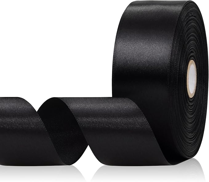 Black Ribbon 1-1/2 Inch x 60 Yards, Black Satin Ribbon for Crafts, Gift Wrapping, Flower Bouquet, Birthday, Wedding and Festival Decor