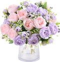 ASTRYAS Peonies Artificial Flowers 3Pcs Peony Purple Fake Silk Peonies Flowers for Decoration Faxus Flowers for Table Centerpieces Wedding Bouquet Party Home Decoration Indoor- Pink Purple