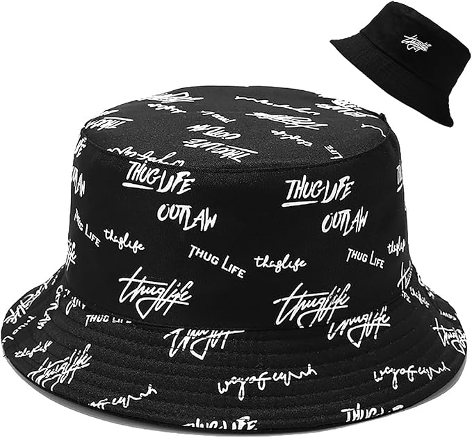 Malaxlx Unisex Bucket Hat Beach Sun Hat Aesthetic Fishing Hat for Men Women Teens, Reversible Double-Side-Wear