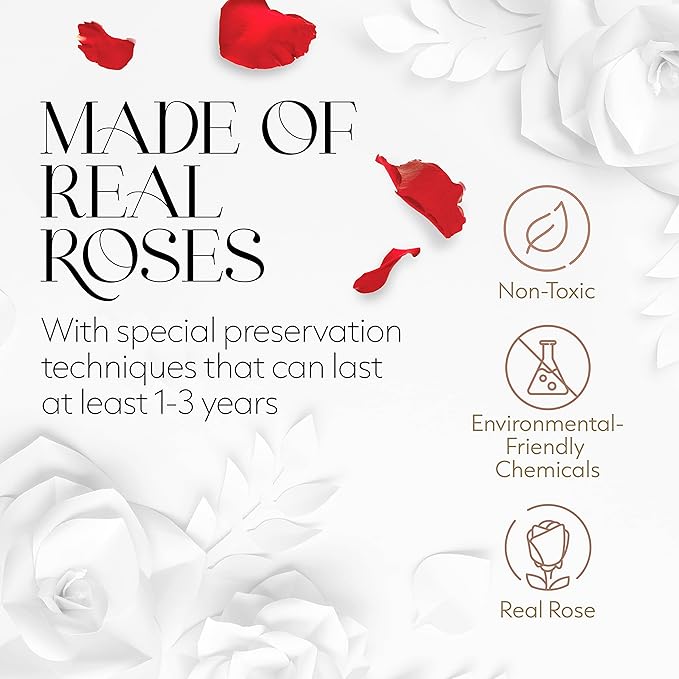 GLAMOUR BOUTIQUE Eternal Preserved Roses in a Box - Flowers Forever, Rose Forever in a Box for Wife, Birthday Gifts for Her, 7 Roses, Red