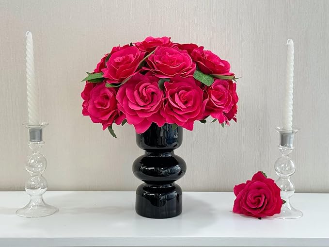 20 pcs 4'' Rose Red Faux Flowers Magenta Pink Brushed Silk Rose Set for DIY Bouquet Wedding Arrangements Artificial Flower Wall Mirror Decor Baby Shower Home Decor Table Centerpieces