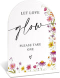 Wedding Glow Sticks Please Take One Sign, Wild Flower Arch Acrylic Wedding Signs for Reception, Love Is In Bloom Bridal Shower Floral Engagement Party Decorations, 6x8 Inch