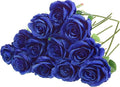 Felice Arts 12 Pack Royal Blue Artificial Flowers Blue Roses with Stems Silk Roses Fake Flowers Bouquet for Wedding Graduation Centerpiece Table Vase Home Kitchen Party DIY Decor