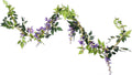 2Pcs 6.6Ft Artificial Flowers Vines Silk Wisteria Artificial Garlands Fake Hanging Green Leaf Flower Ivy Vines for Home Garden Wedding Arch Decor, Purple