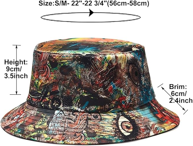Quanhaigou Bucket Hat for Men Women,Packable Reversible Printed Sun Hats,Fisherman Outdoor Summer Travel Hiking Beach Caps