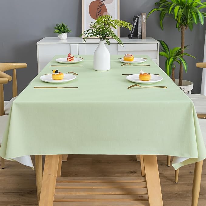 Rectangle Table Cloth,100% Waterproof Tablecloth Oil Proof Spill Proof Vinyl Table Cloth, Wipe Clean Plastic Table Cover for Dining, Camping, Indoor and Outdoor 54" x 78",Green