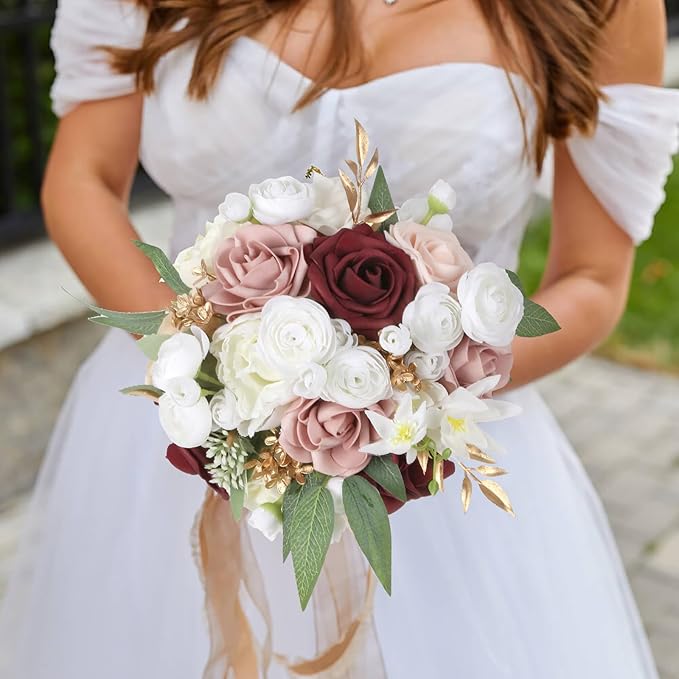 IPOPU Ranunculus Artificial Flowers 2 Bouquets Small White Flowers 12PCS Faux Ranunculus Flowers White for Vase Filler Bouquet Wedding Decor Bridal Shower Floral Filler Flowers Centerpieces (White)