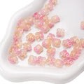 100PCS Glass Flower Beads for Jewelry Making 4 Petal Flower Bead Caps Gradient Cute Floral Beads Aesthetic Charms for Necklace Bracelets Earrings DIY Craft Home Decoration-Pink Yellow