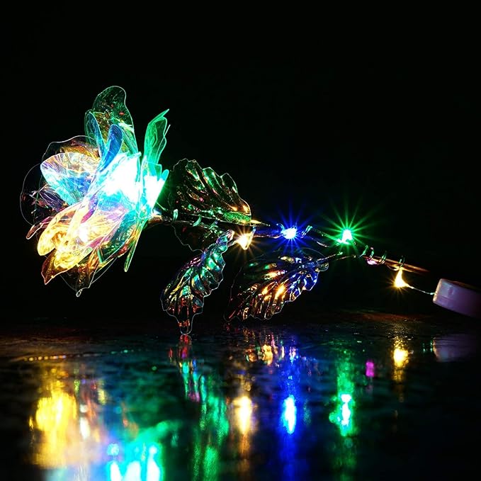 Birthday Gifts for Women Mom, Galaxy Glass Rose Forever Preserved Flowers Eternal Crystal Roses Christmas Rose Gifts for Grandma Wife Sister Her Friends, LED Colorful