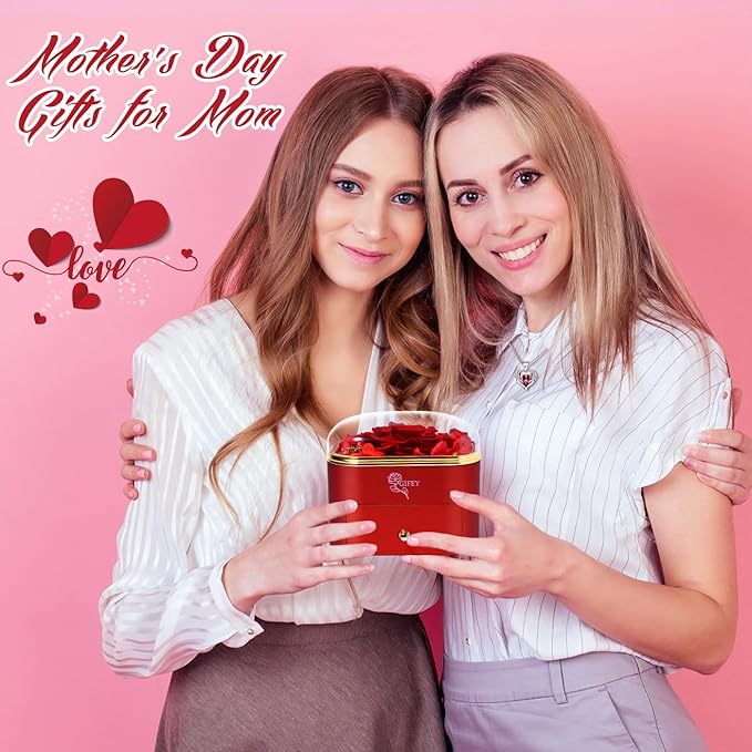 Christmas Birthday Gifts for Women,Preserved Real Rose with Necklaces, for Her,Eternal Rose Xmas Gifts for Mom Wife Girlfreind on Anniversary Valentines Birthday Wedding Gifts