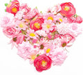 Fabric Flowers Heads for Craft, 40 Pcs Pink Flowers Mini Fake Flowers Heads, Artificial Flowers Faux Daisy Fake Rose, Silk Flowers Artificial Daisy for Hair Decoration, Wreath Making, Scrapbooking
