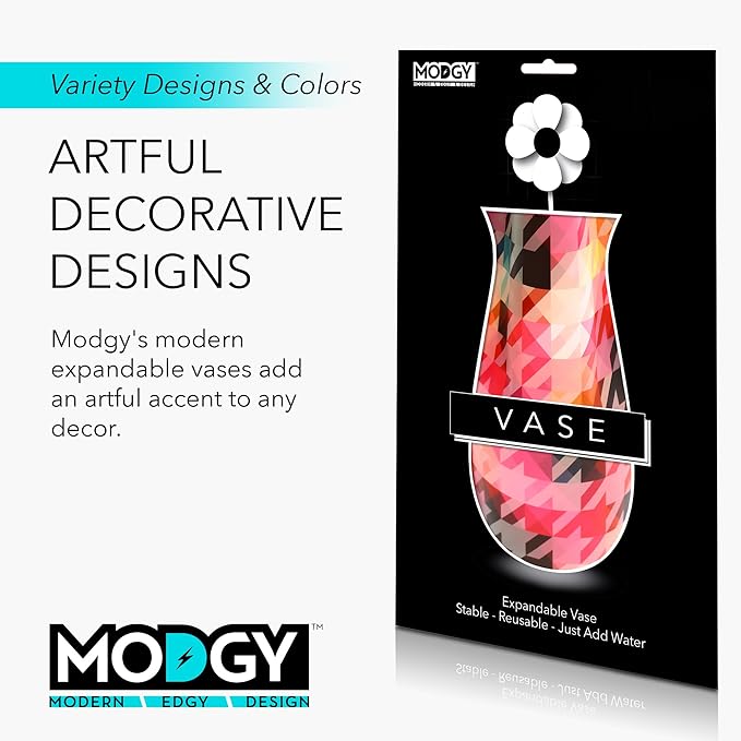 MODGY Expandable Flower Vase Plastic Decorative Modern Vases for Flowers Centerpieces Dining Table Decor Living Room Bathroom Wedding Office, Bassett