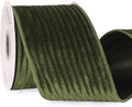 Ribbli Glossy Moss Green Velvet Wired Ribbon 4 Inch Striped Velvet Christmas Ribbon for Gift Wrapping Christmas Tree Decoration Crafts Wreaths Supplies-Continuous 10 Yards