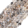 Faceted Natural Black Dragon Agate Stone Round Beads 8mm 36cm/Strand for Jewelry Making