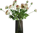 Artificial Silk Flowers Persian Buttercup Bicolor Ranunculus Flower 5 Pcs,Suitable for core Decoration,Wedding Floral Creation,Flower Arrangement DIY Project,Interior Decor（Green）
