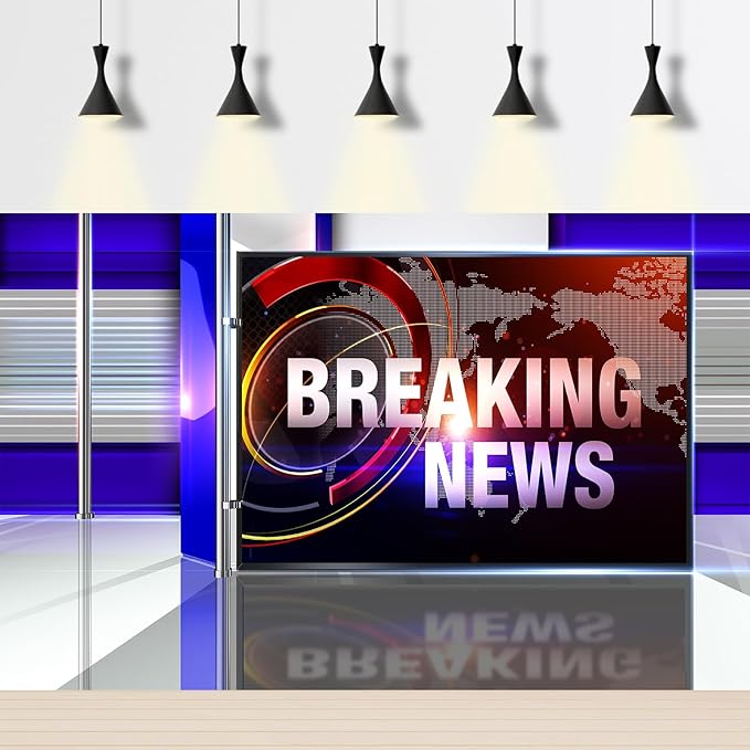 News Broadcast Hall Backdrop Studio TV Breaking News Background News Room Broadcasting Photography Background Program Record News Report Business Newsman Backdrop Kids Portrait Photo Props 15x10ft