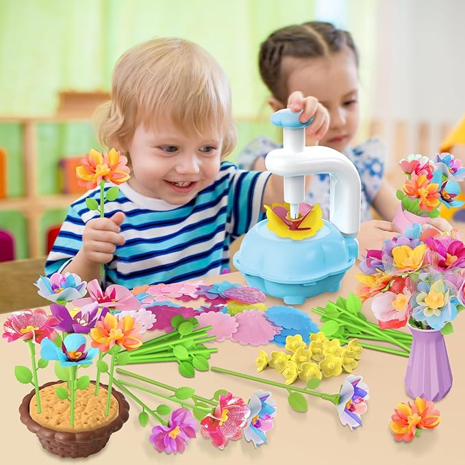 Kufanda Arts and Crafts for Kids 4-6, Toddler & Creative Fabric Flower Bouquets Toys for 4-8 Year Old Kids, Ideal Christmas Gifts for Granddaughters & Craft Lovers, Educational Fun DIY Activity Set