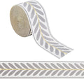 OLYCRAFT 10.9Yards Jacquard Ribbon Trim 2.4 Inch Leaf Pattern Polyester Ribbons Grey White Woven Embroidery Trim for DIY Sewing Crafts Handmade Bag Belts Clothing Decoration