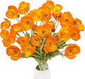 12PCS Orange Poppy Flowers Artificial 23" Real Touch Stems Faux Poppies Silk Flowers for Home Decor Indoor (Orange)