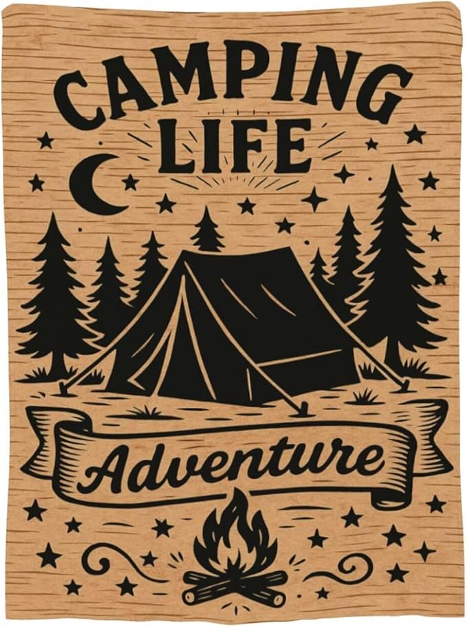 Camping Blanket Camper Throw Blanket Soft Cozy Fleece Fuzzy Stuffed Plush Flannel Gifts for Girls Women Boys Kids Adults 40''x50''