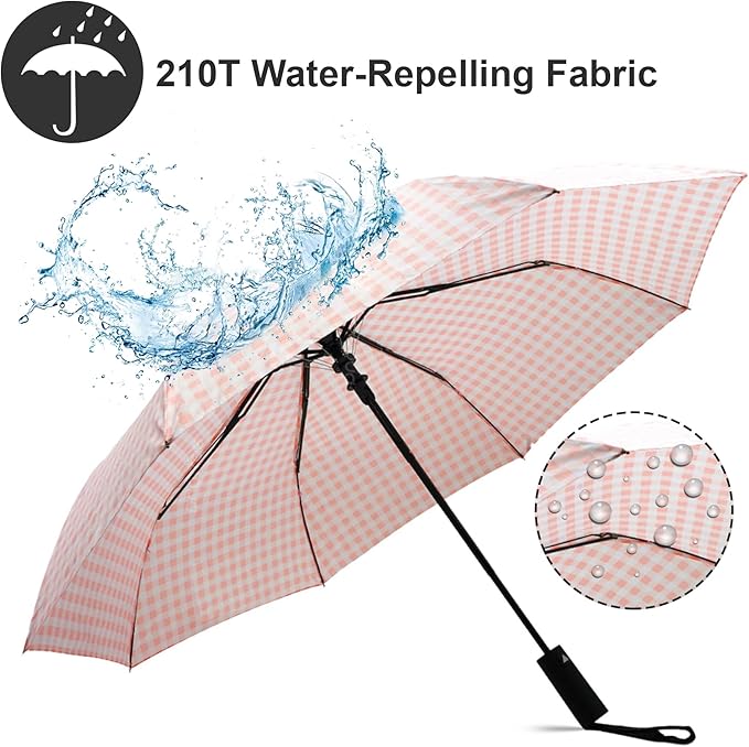 Nollia Windproof Automatic Travel Umbrella, Compact Portable with Reinforced Ribs for Sun & Rain