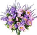 HUAESIN Artificial Flowers Silk Rose Peony Bouquets Purple Flowers Artificial Bouquet Silk Flower Arrangements for Home Table Centerpieces Wedding Indoor Outdoor Decorations
