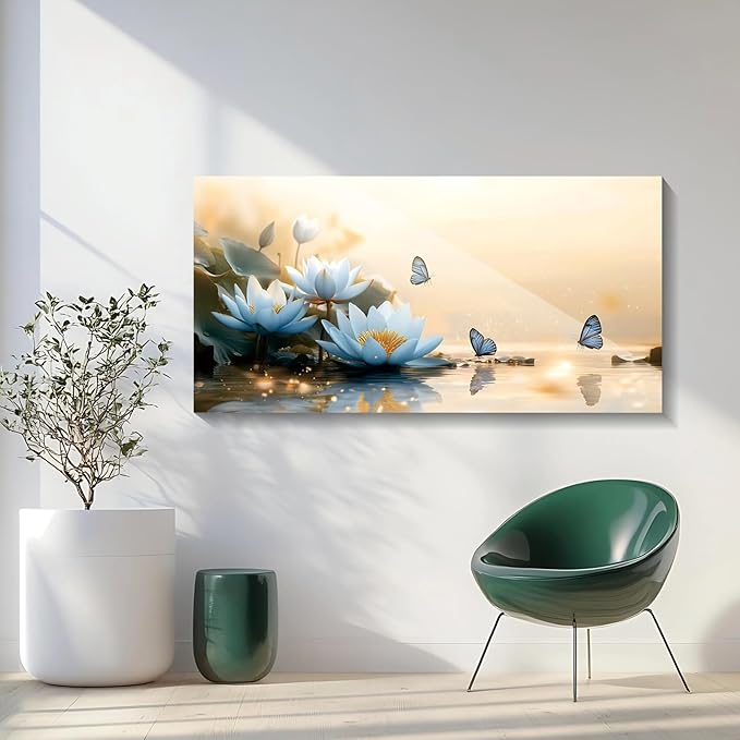 Iallbin Zen Stone Wall Art & Zen Wall Decor, sense of peace and natural beauty -for Yoga Meditation Room, Spa & Bathroom, Soft Hazy Dawn Art Deco Style, Ready to Hang, 58x29 Inches