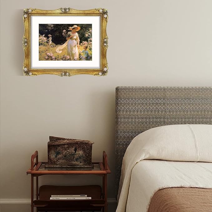 SIMON'S SHOP Gold Picture Frames 11x14 with Mat for 8x10 Artwork, Vintage 11x14 Frame Matted 8x10 Photo, Antique Gallery Wall and Tabletop Poster Frame