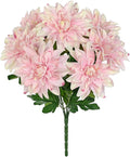Hollyone 15.7" Pink Artificial Dahlia Flowers Bush 7 Heads Silk Fake Dahlias Flowers with Stems Wedding Bouquets Faux Dahlia Flowers Arrangements for Outdoor Indoor DIY Table Centerpieces Home Decor