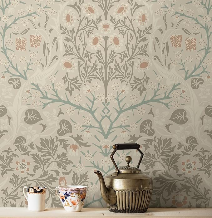 NextWall Seabrook Designs Victorian Garden Floral Vintage Prepasted Wallpaper (Lunar Rock & Clay)
