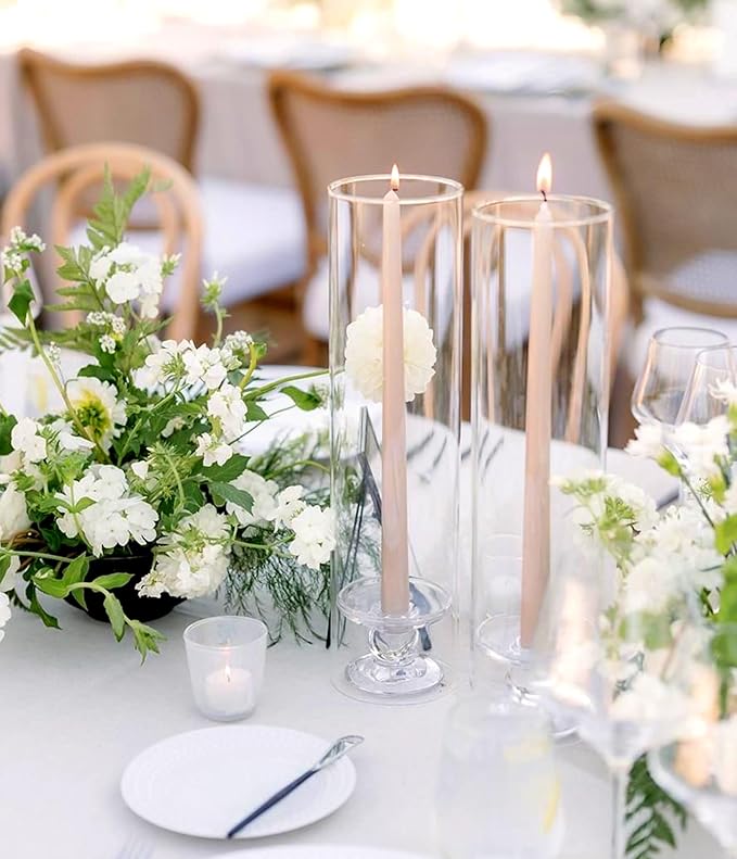 12 Pack Glass Cylinder Vases 12 Inch Tall Clear Flower Vase for Centerpieces, Hurricane Floating Candle Holder Wedding Decorations, Floral Vase Bulk for Table Shelf Party Home Deco (12 x 3.35 Inch)